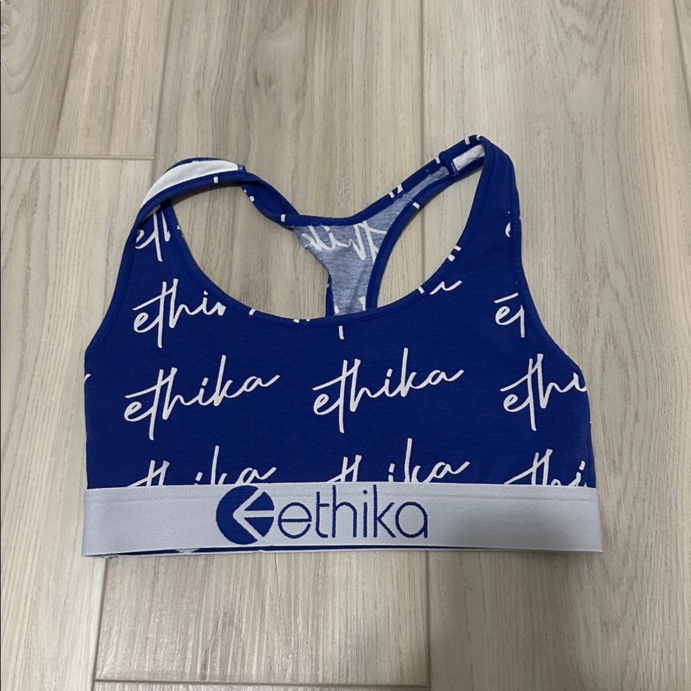 Ethika Royal Blue Sports Bra with White Accents
